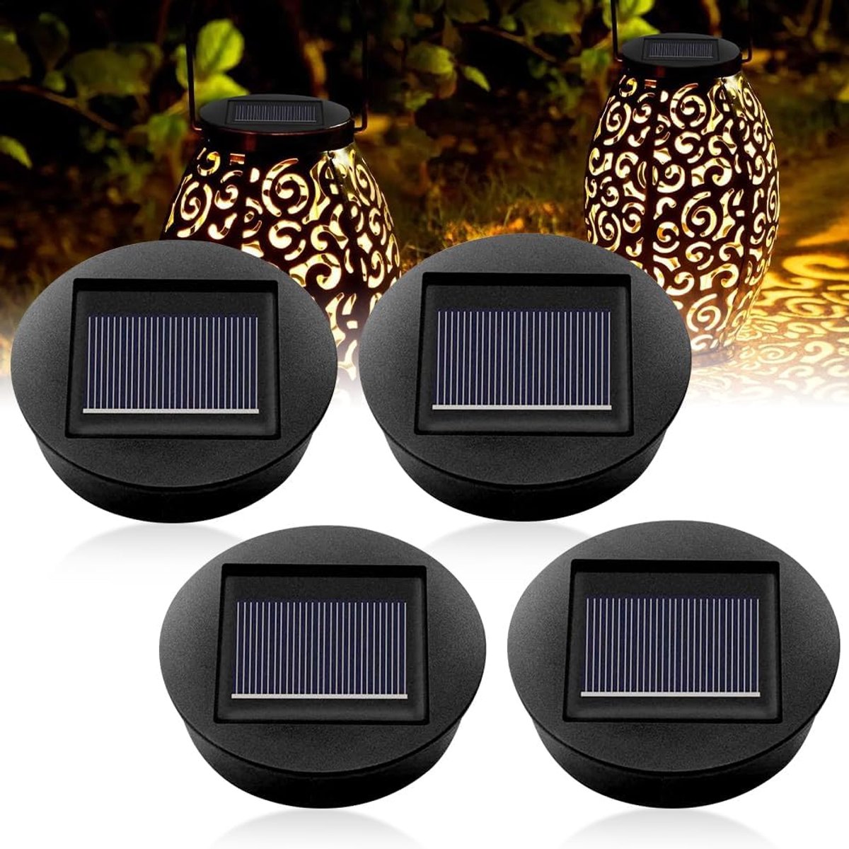 4 stuks vervangende zonnelampen IP65 LED zonnelampen 8 cm hoog rendement waterdicht zonnepaneel vervanging voor tuinverlichting hangende lantaarns tuin terras
