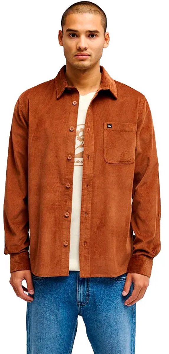 Quiksilver Smoke Trail Cord Overhemd Met Lange Mouwen L Man Rawhide