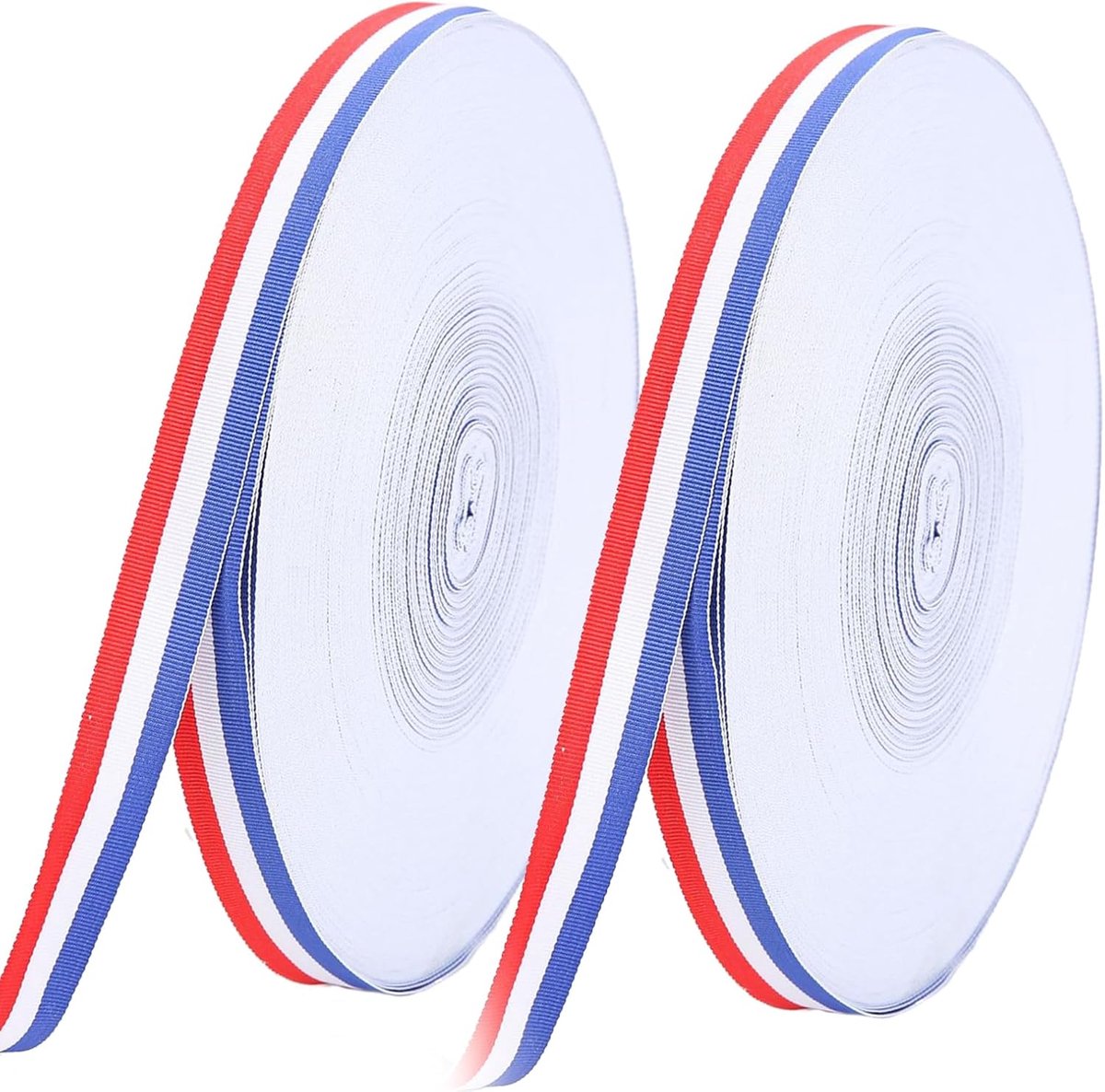 91,5 m Cadeaulint voor knutselen en verpakken, lint, decoratief lint, stoffen lint, verjaardag, geschenkverpakking voor doop, bruiloft, Kerstmis, rood, wit, blauw, 1 cm breed (A)