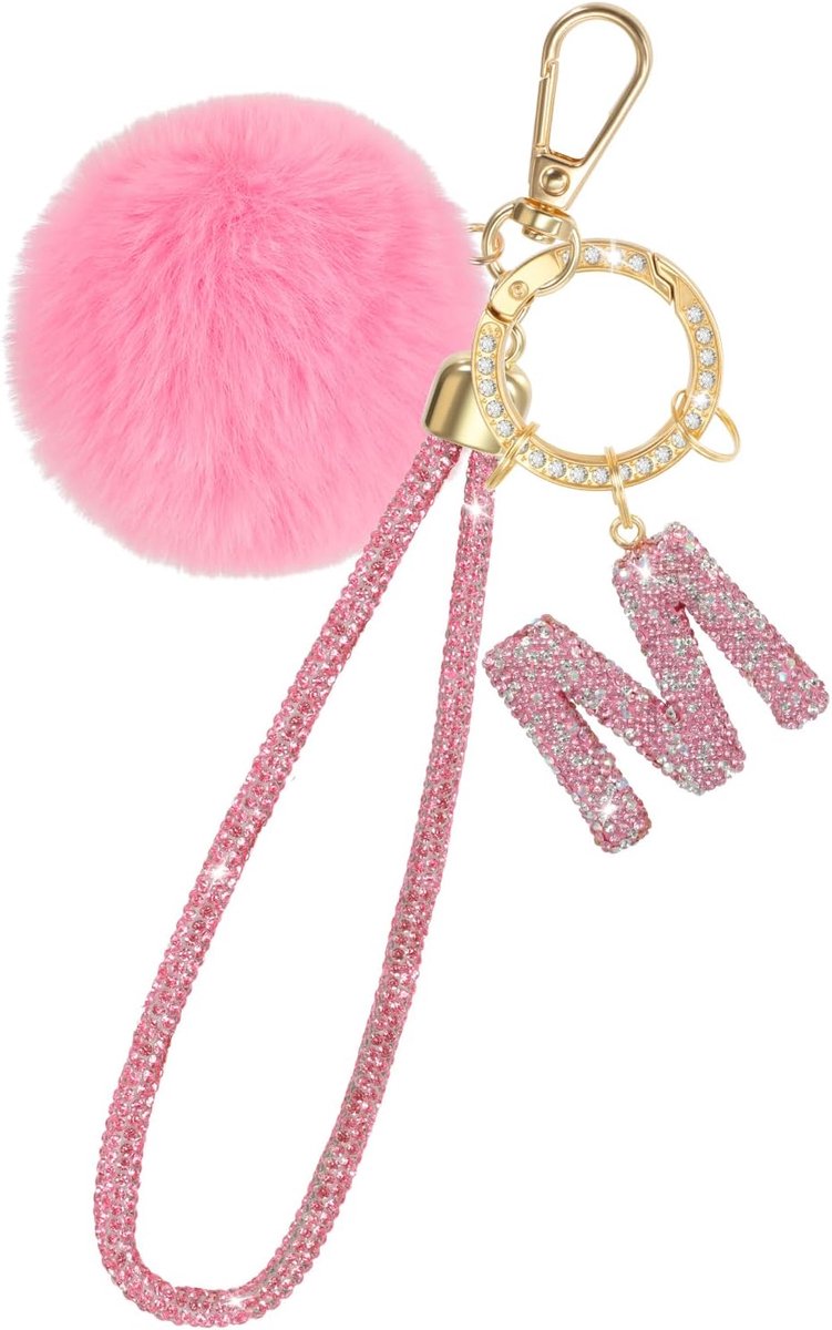 Sleutelhanger met initialen van glas voor vrouwen, sleutelhanger met strasssteentjes, als decoratie voor handtas, rugzak of portemonnee, gepersonaliseerde sleutelhanger met initialen