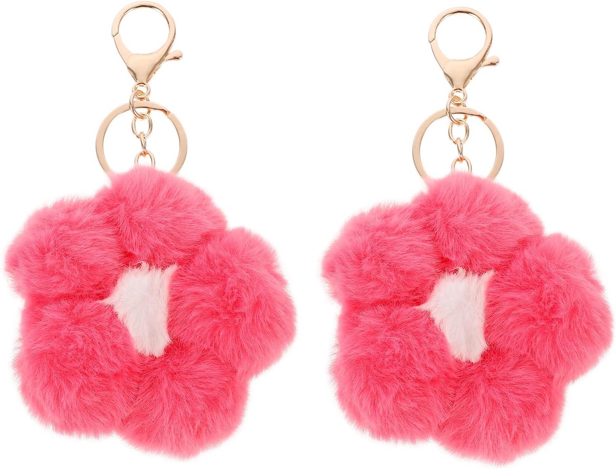 Bloemen Sleutelhanger Pluche Bloemblad Sleutelhanger Accessoires Pompom Sleutelhanger Pom Pom Bont Sleutelhanger Bloemen Portemonnees