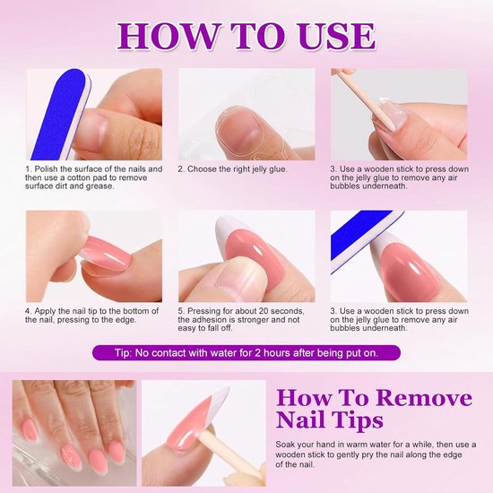 24 stuks nagels om op te plakken kort hoekig, wijnrood French press on nails, acryl full cover kunstnagels, glanzend herbruikbare nep nagels voor vrouwen meisjes DIY manicure — afbeelding 2