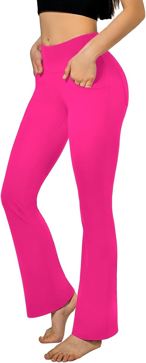 Yoga Dames Bootcut Flare Broek Yoga Leggings Hoge Taille,met zakken, Opaque, Sportbroek, Fitness, Casual