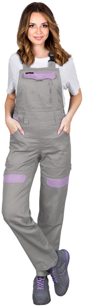 Beschermende Tuinbroek voor Dames - 100% Katoen, 260 g/m², Reflecterende Elementen, Kleur - lichtgrijs - heide, Maat 38