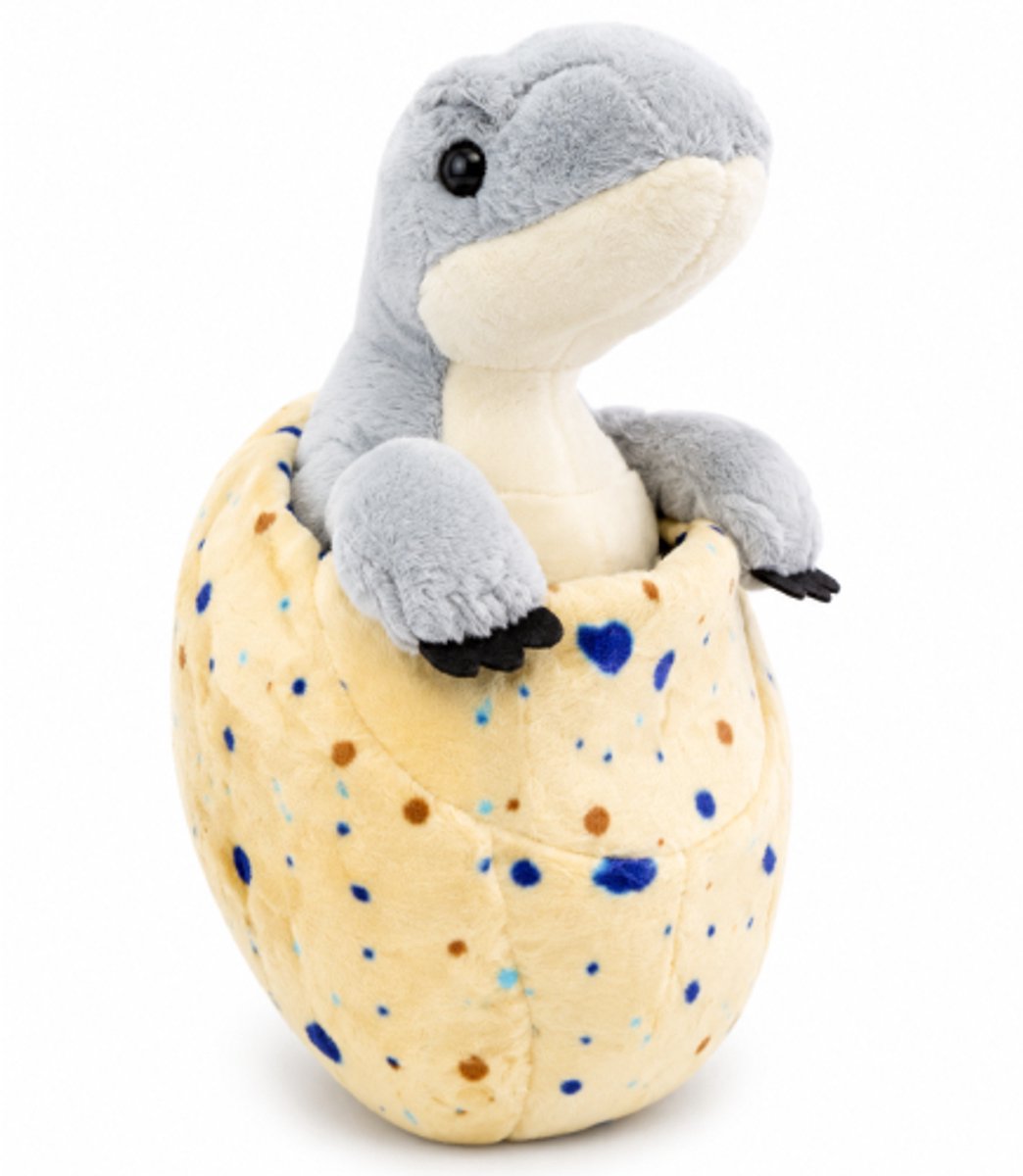 Dinosaurus Grijs in Ei Pluche Knuffel 25 cm - Speelgoed Knuffels voor Kinderen Jongens Meisjes - Dino Plush Toy