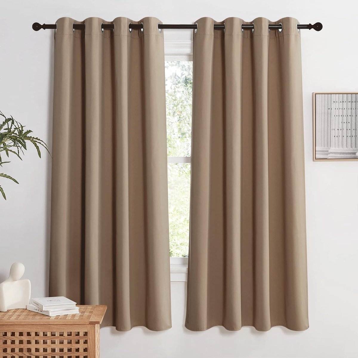 Panelen Verduisteringsgordijnen Gordijnen Warmte-en Koude-Isolerende Thermische,140B x 175H cm (2 Panelen),Cappuccino