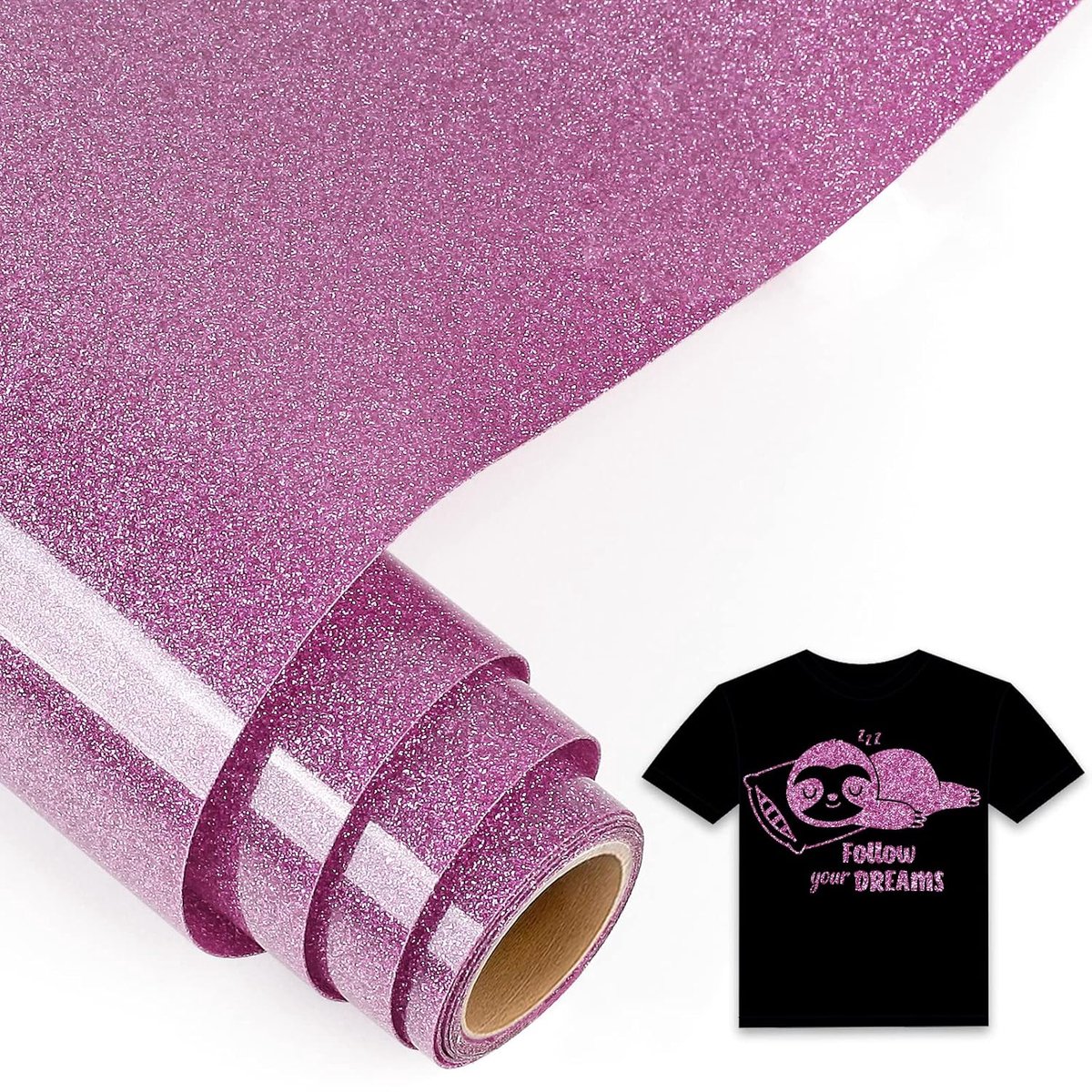 5ft plotterfilm textiel glitter paars, 30,5 x 152,5 cm flexibele filmplotter textiel paars voor Cricut Maker, Silhouette Cameo, textielfilmplotter paars voor kleding, hoeden en andere stoffen