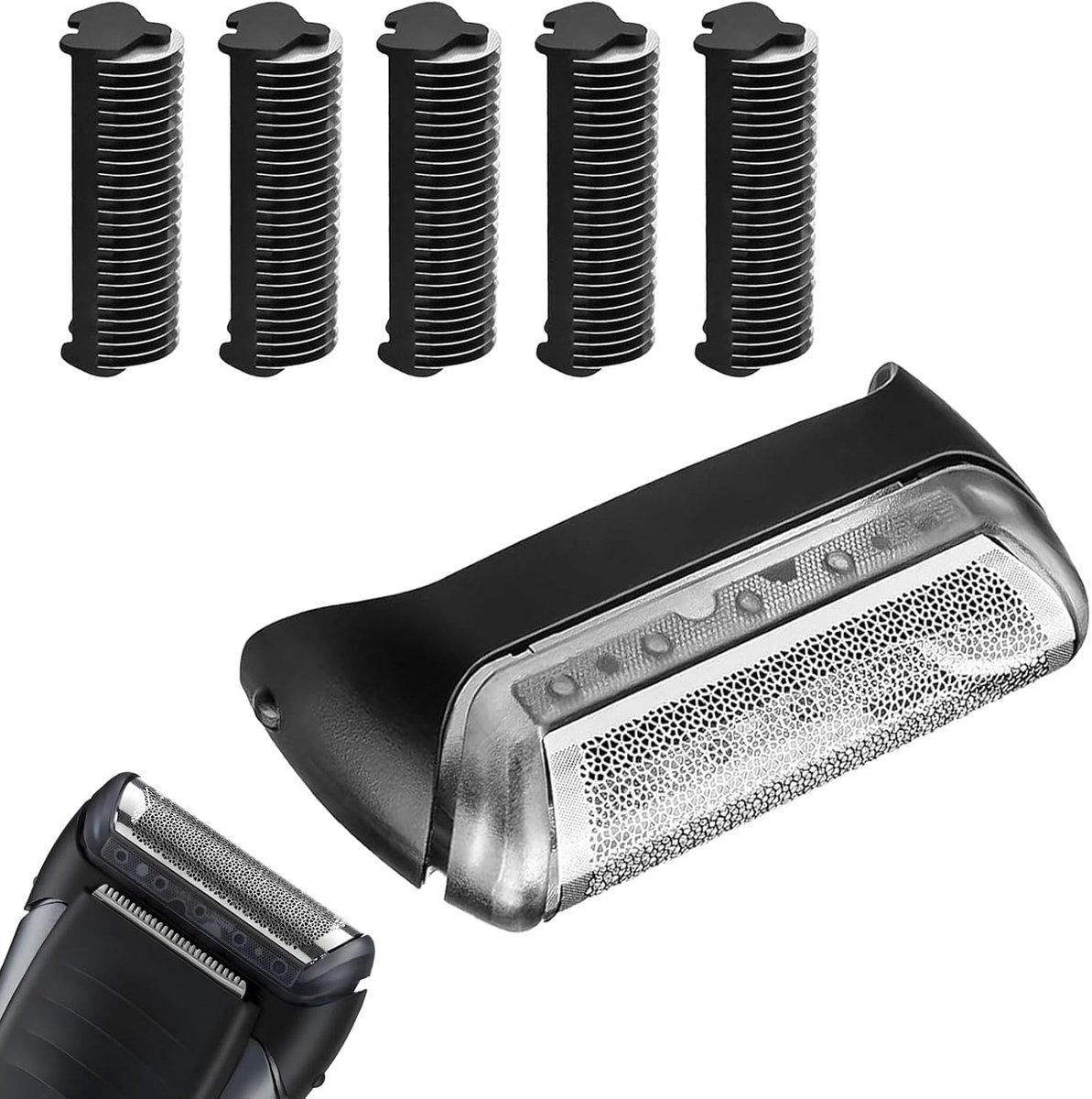 10B/20B scheerkop voor Braun Series 1 190S-1/190/180/170/1735/1775/5728/5729 Braun Series 2/CruZer, incl. 1 net + 1 houder + 5 messen, precisie zwevende-messenontwerp