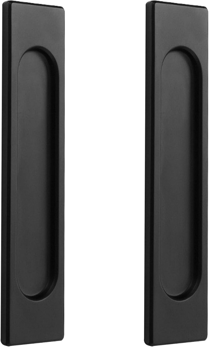 Deurgrepen, aluminiumlegering, verzonken greep, vlakke montage zonder zagen voor schuifdeuren, kasten, lades, zwart, 148 mm