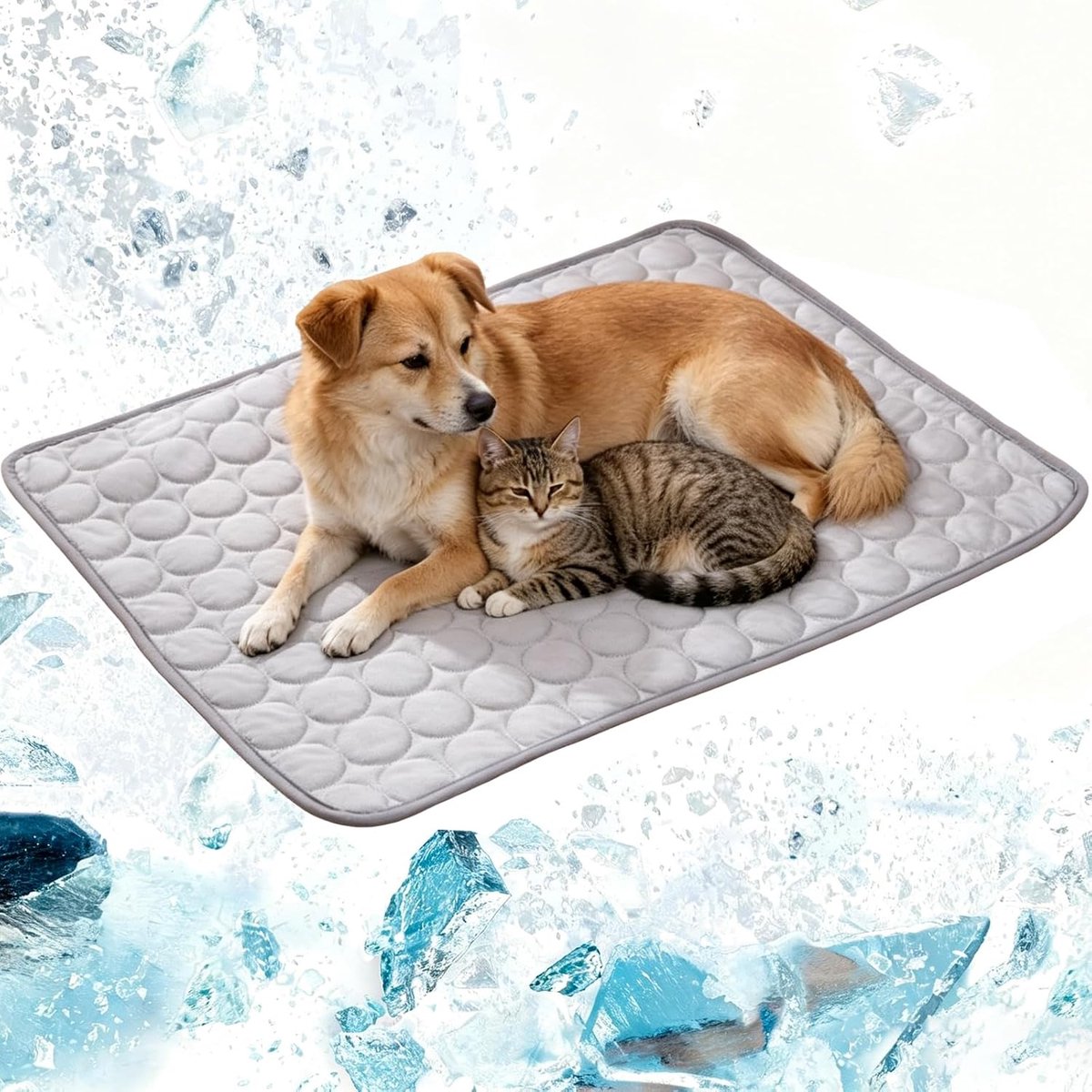 100 x 70 cm zelfkoelende mat voor honden en katten in de hete zomer | Herbruikbare grote hondenkoelmat, koelmat, opvouwbare koelmat voor gebruik in huis, buiten en auto, XL/grijs