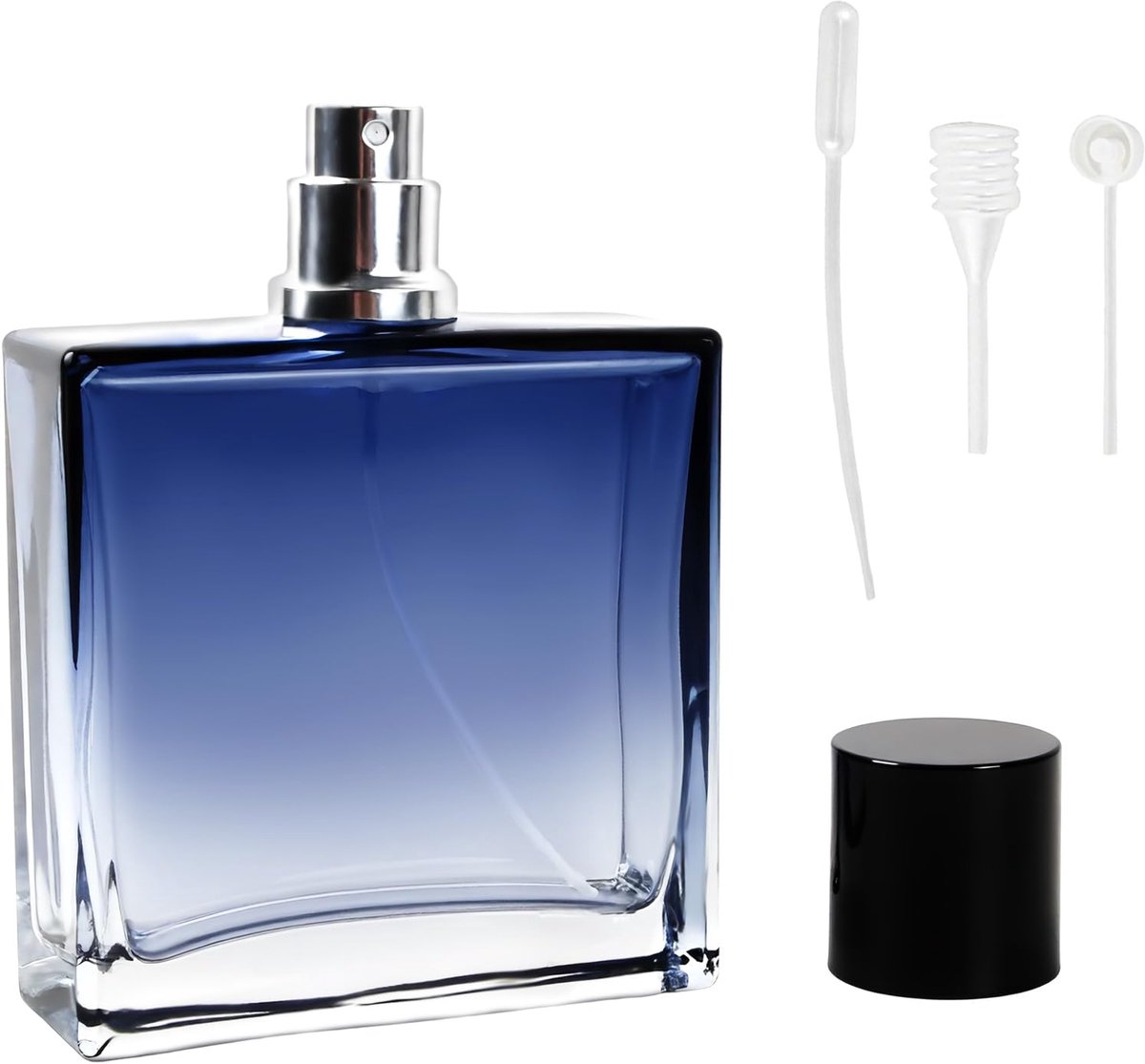 100 ml parfumfles, navulbaar, draagbaar, parfumverstuiver, parfumverstuiver, lege glazen spuitfles met 2 pipetten en scheiders
