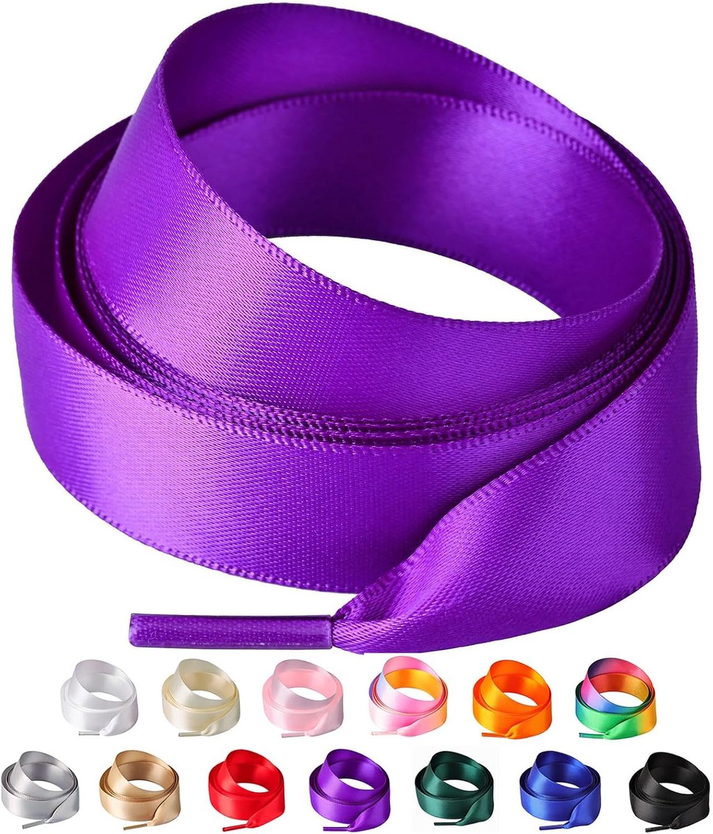 Schoenveters voor vrouwen, 3/4 "brede kleurrijke satijnen schoenveters voor sneakers