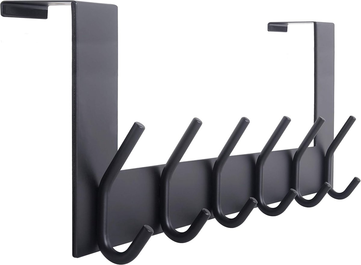 Over de deurhaak deurhanger: over de deur handdoekenrek met 6 kapstokhaken om op te hangen, handdoekhanger deurkleerhanger over deur kapstok voor handdoeken, kleding, achterkant van badkamer,