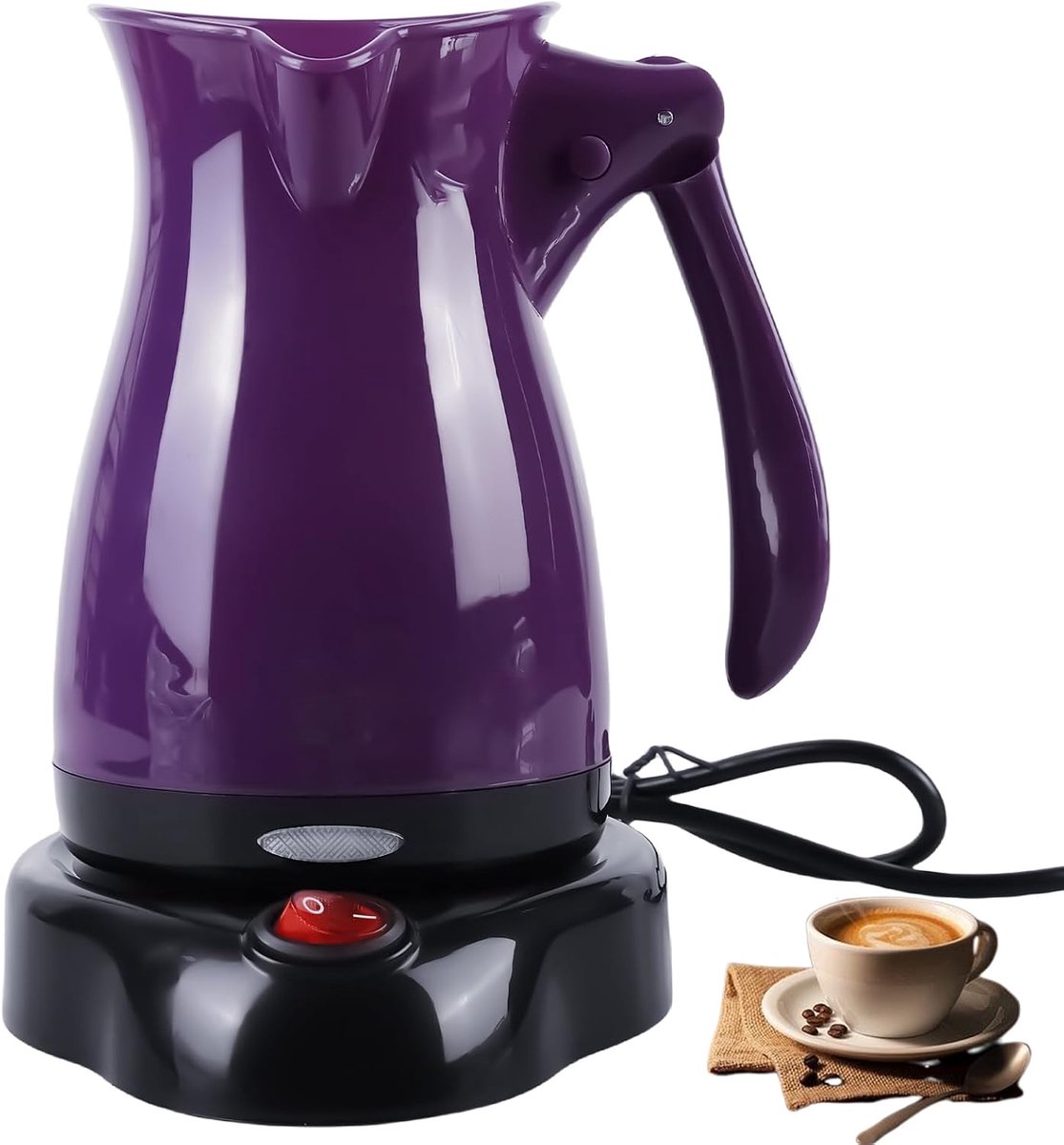 Koffiepot, 500 ml, 500 W, elektrische Turkse koffiekan, elektrische koffiekan, Turkse koffiepot, elektrische koffiepot voor thuis, kantoor, mokka, thee, reizen