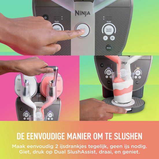 Ninja SLUSHi Twist Frozen Drink Maker met twee reservoirs van ieder 1420 ml, 2 schuine en 2 rechte tuiten voor dubbel zoveel of gemixte ijsdrankjes - Mokka - FS702EUBR — afbeelding 3