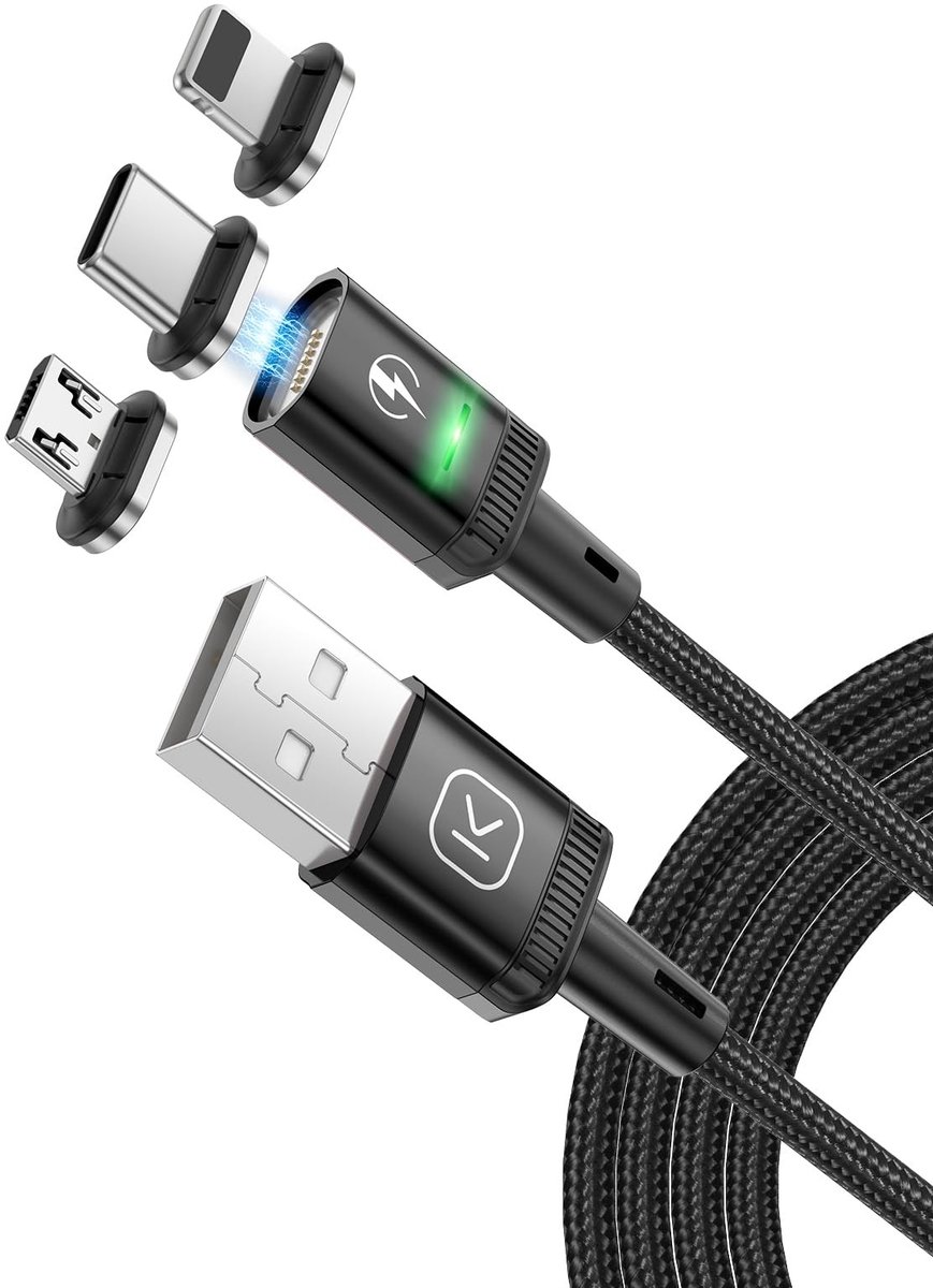 Omgoods - 3-in-1 Magnetische Oplaadkabel met LED Verlichting, 1m