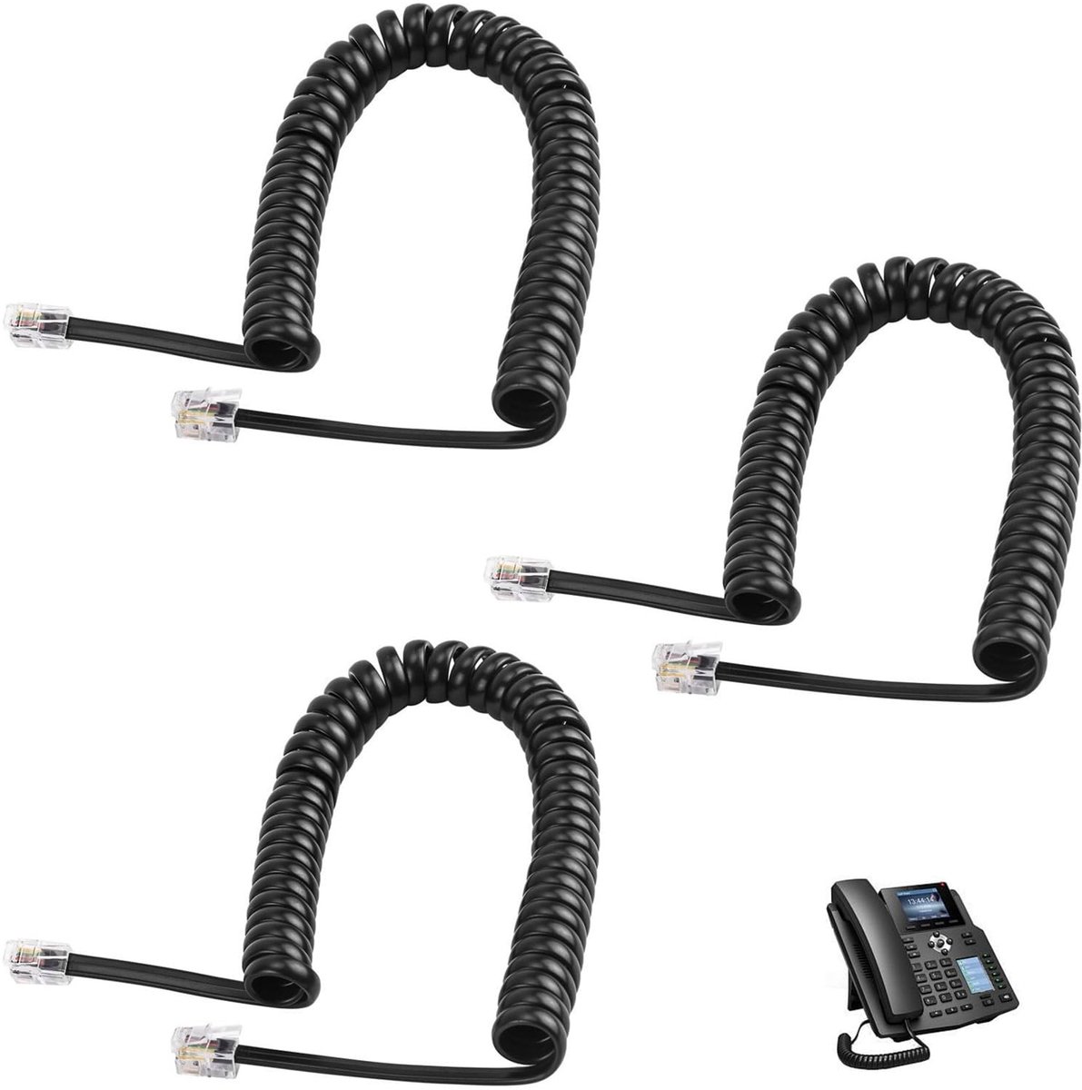 Omgoods - Set van 3 Spirale Telefoonkabels voor Vaste Telefoon