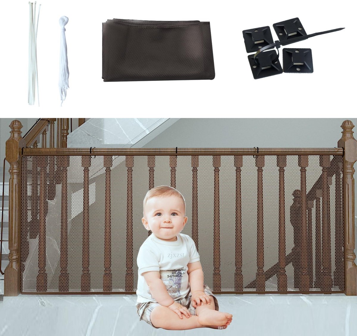 Omgoods - Kindveiligheidsnet 300 x 90 cm voor Trap en Balkon