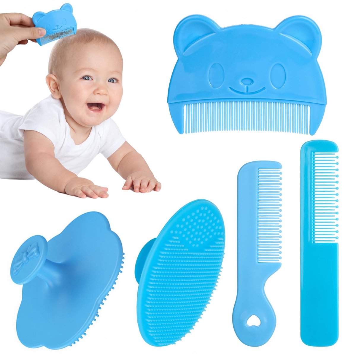 Omgoods - Baby Haarborstel Set - 5 Stuks met Siliconen Borstels