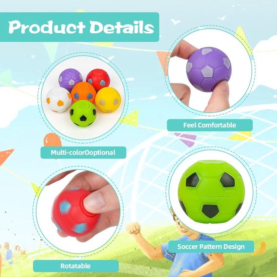 36 Stuks Voetbal Fingertip Speelgoed, 3.5cm Spinner Speelgoed | Stressballen, Fidget Spinner en Sensorisch Speelgoed voor Feestjes, Klasses en Volwassenen — afbeelding 5
