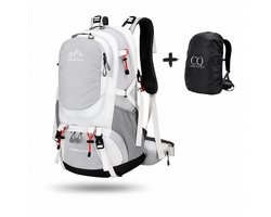 CarryQuest® 50L Wandelrugzak - Waterdichte Trekking Backpack met Rugventilatie & Heupgordel - Lichtgrijs