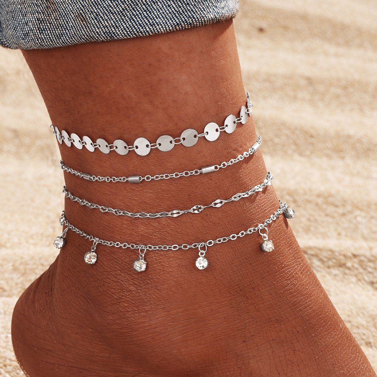 Metalen enkelbandje - 21+5 cm - Voetring - Voetsieraad - Metalen voetketting - Enkelarmband - Metalen enkelring - Enkelsieraad - Metalen enkelring - Voetarmband - Metalen voetketting - Metalen voetsieraad - Voor dames