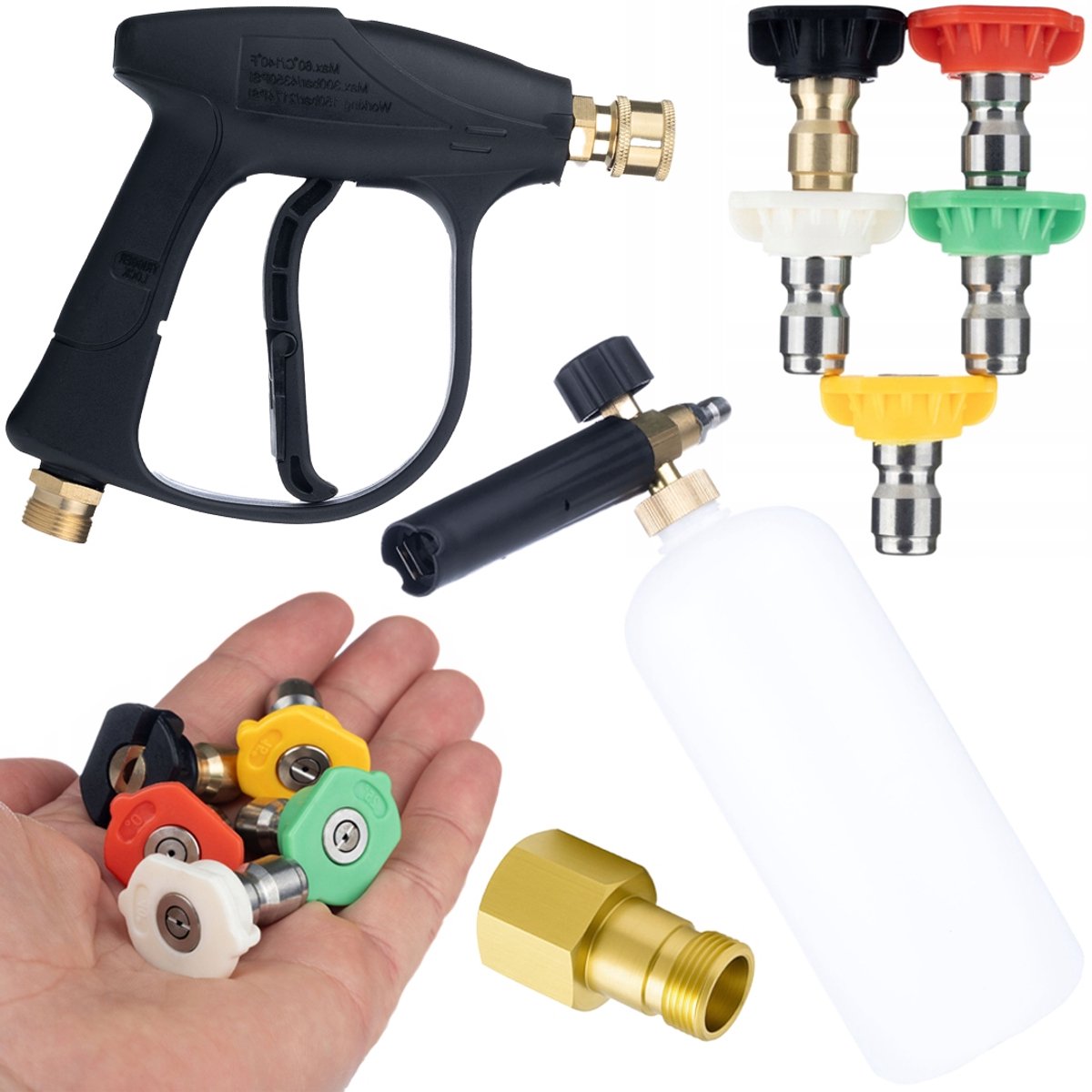 Rosfix Spuitpistool Set Vervanging - 300 Bar 1/4" Snelkoppeling, 5 Spuitmond Set - Geschikt voor Kärcher