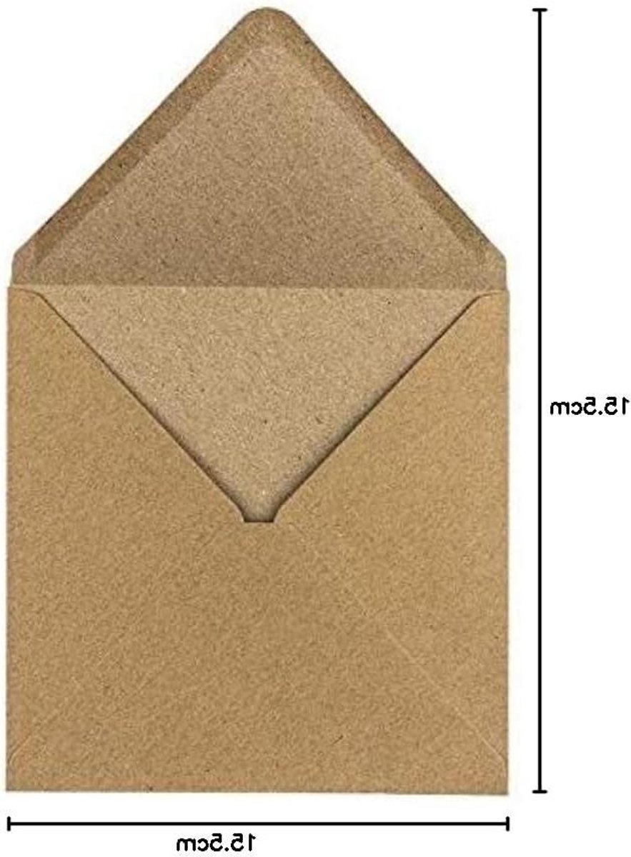 Thijox - Kraftpapier Enveloppen 100 Stuks | Hoge Kwaliteit 110 g/m² | DIN Lang 15,5 x 15,5 cm | Perfect voor Wenskaarten, Uitnodigingen, Verjaardagska