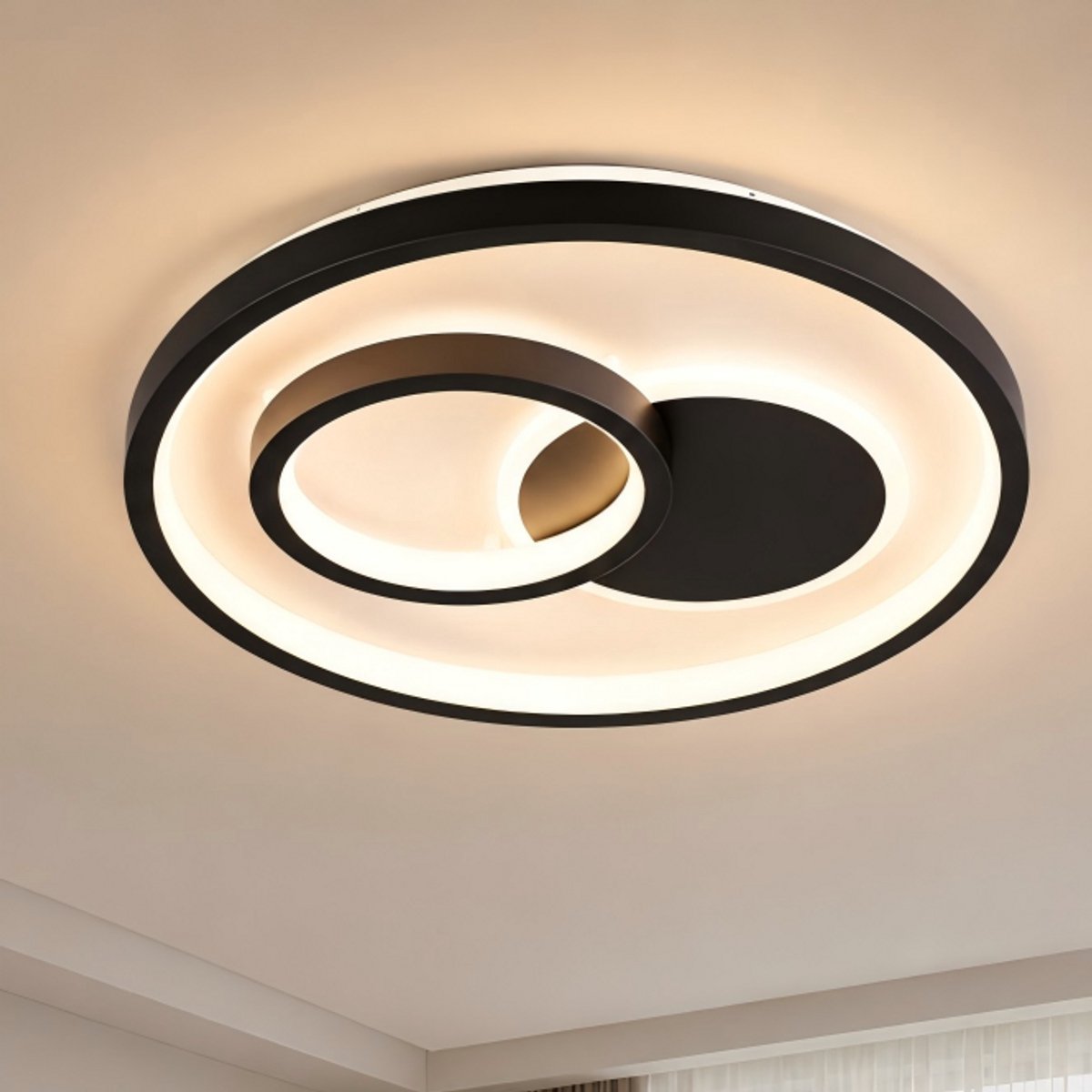 Lemlit LED Plafondlamp - Moderne Plafondverlichting met Ringdesign - 30W 3000 lm met 3 Kleurtemperaturen - met Geheugenfunctie - voor Woonkamer Slaapkamer Keuken en Hal 30 cm- Zwart