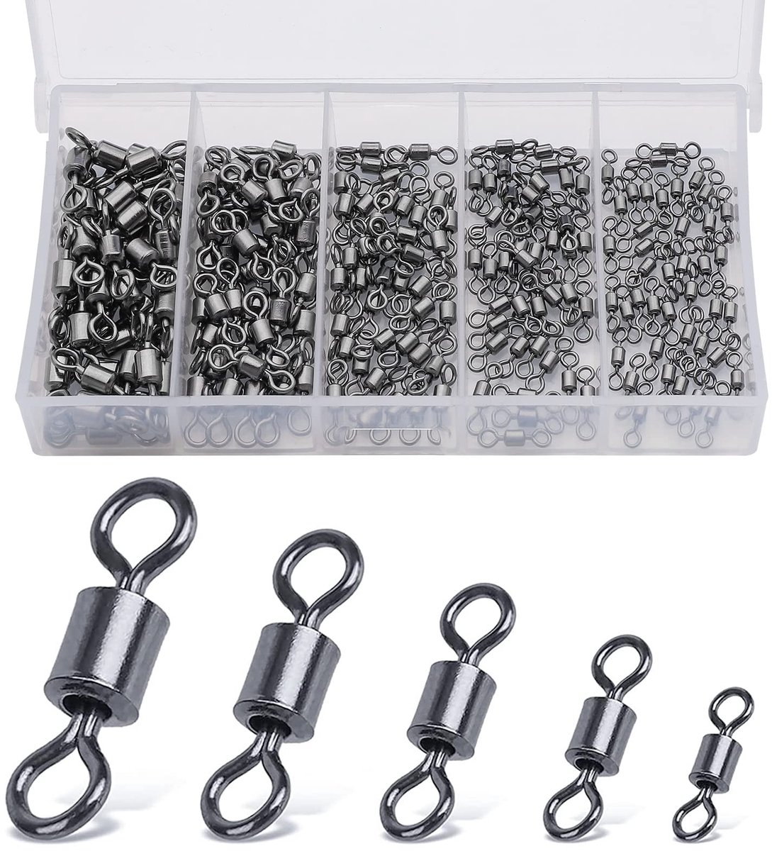 Omgoods - Set van 200 Carabiner Haken voor Vissen in Diverse Groottes
