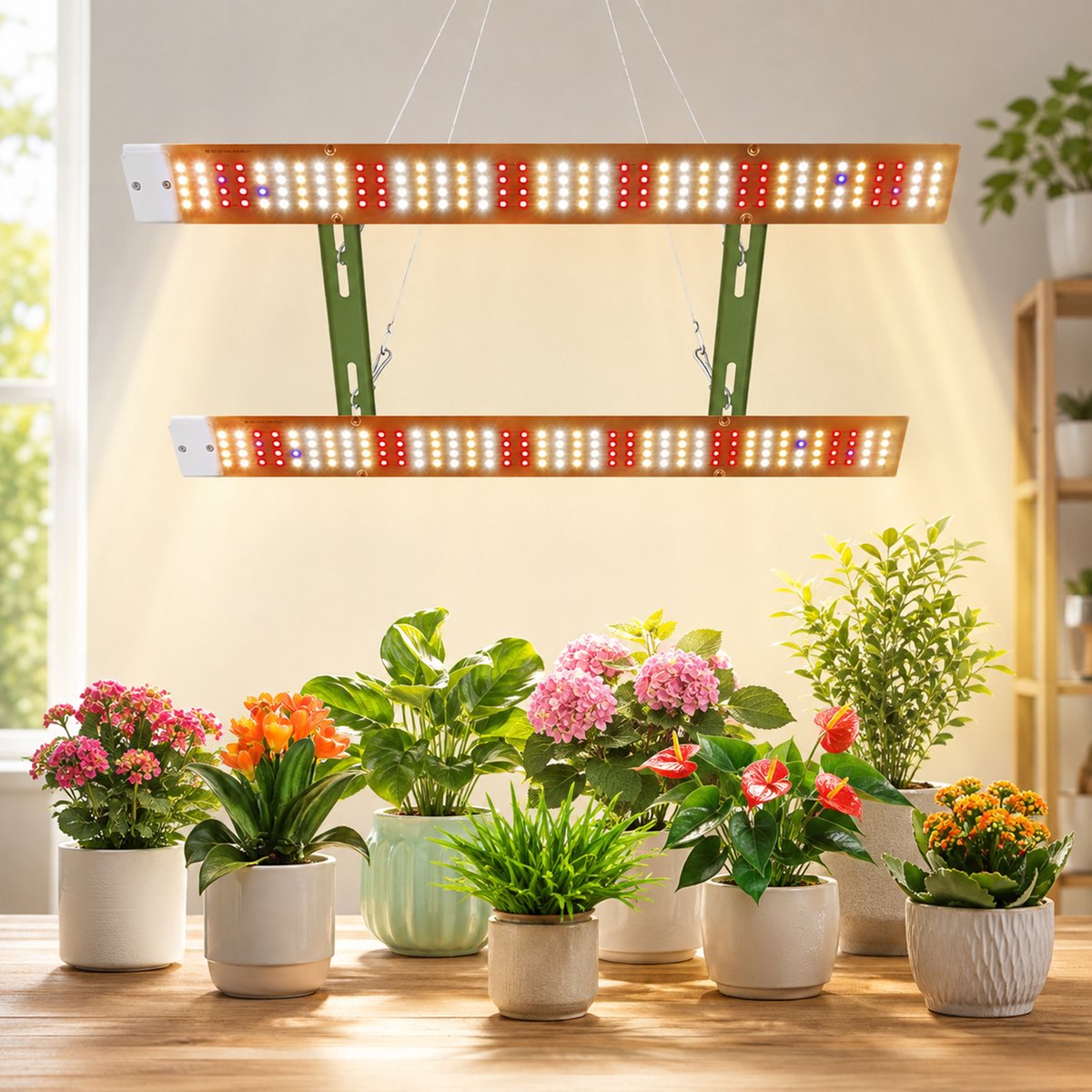 Rosnek LED Kweeklamp - Full Spectrum Groeilamp voor Planten - Modulair Hangpaneel - Plantenlamp met Verstelbaar Ophangsysteem voor Kamerplanten, Zaailingen en Kweekkast - 2 Paneelen - 80 W