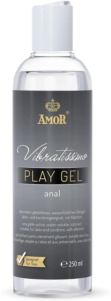 Vibratissimo Play Gel Anaal 250 ml I Glijmiddel extra glijdend I Waterbasis glijmiddelen I Glijmiddel Gel geschikt voor Siliconen Speeltjes & Latexcondooms I water gebaseerde smering