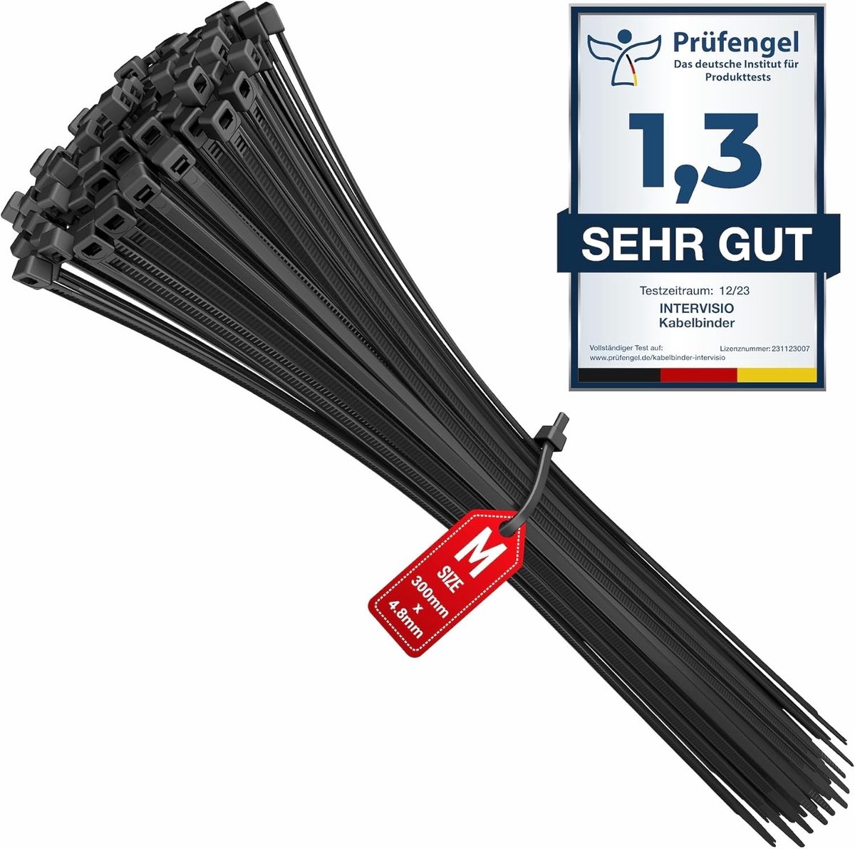 Kabelbinders - Zwart - 300 mm x 4,8 mm - Duurzaam Nylon Bundelbandje - Voor Kabelbeheer en Bouw