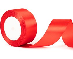 50 mm breed rood lint voor cadeauverpakking - 5 cm dik rood satijnen kerstlint voor cadeauverpakking - kersttaarten - haaraccessoires - boeketten - handgemaakt - decoratie voor trouwauto's