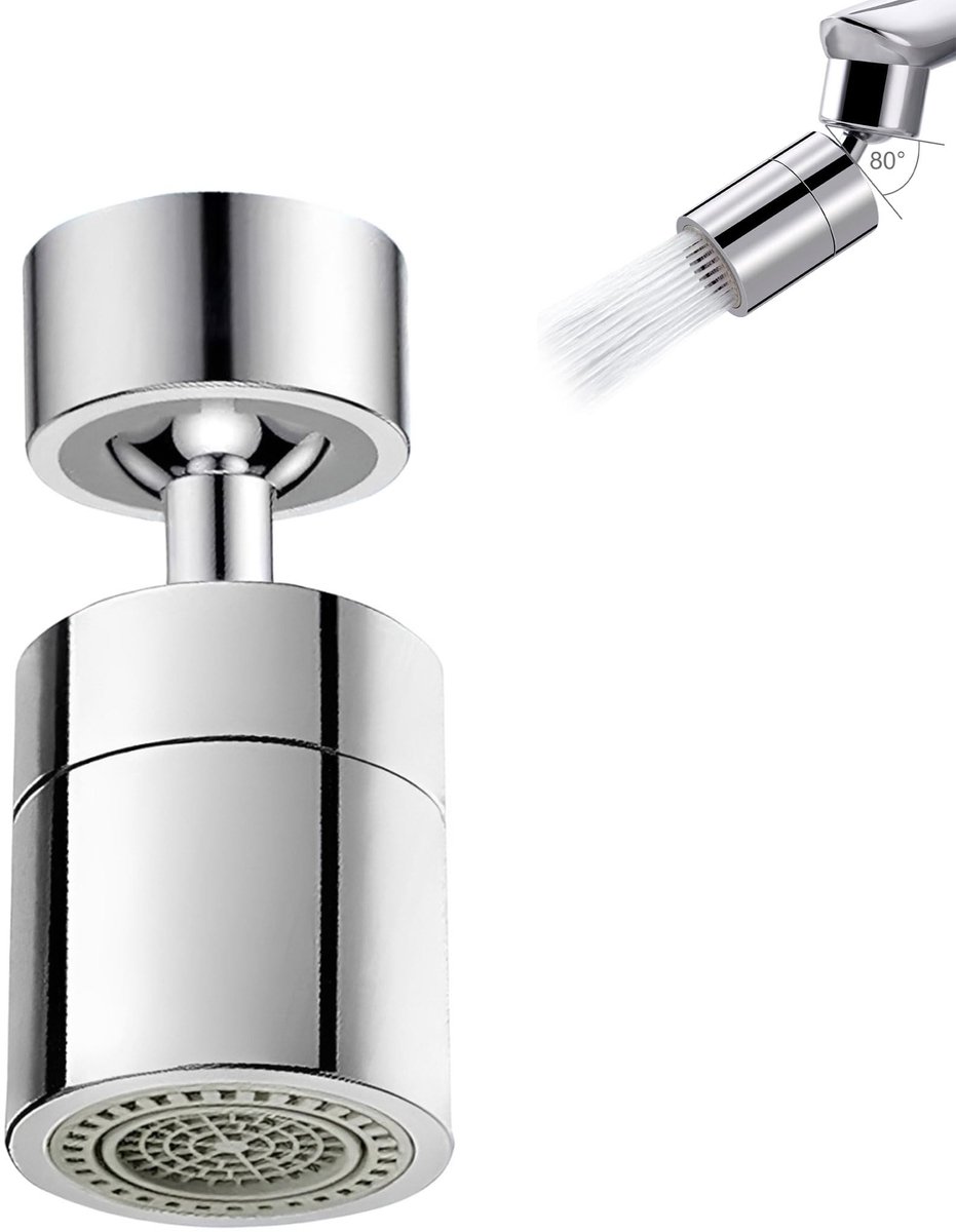 SolidKeus - 360° Draaibare Waterbesparende Kraanadapter met 2 Modi