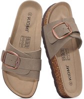 Unisex sandalens – Koe suède – Comfort slippers – Houten sandalens – Mokakleur - 43- Geschikt voor een voetlengte van 26,7 cm