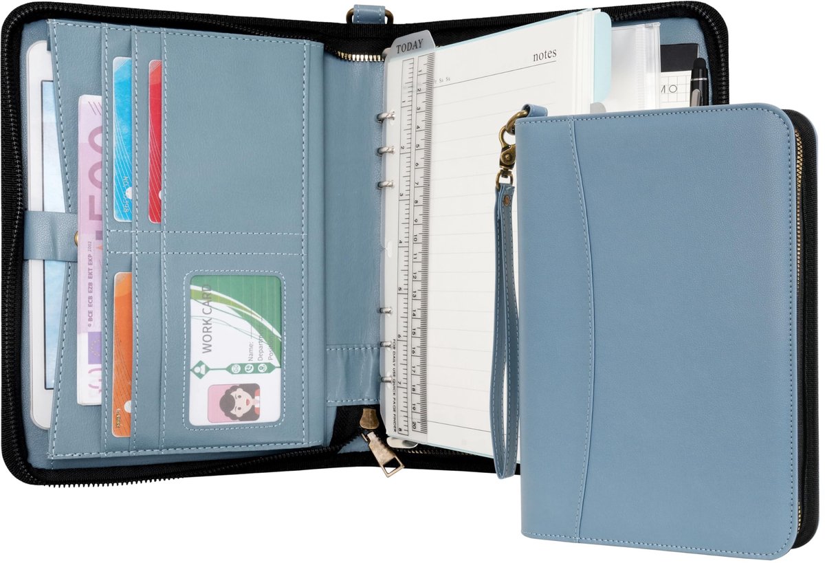 SolidKeus - A5 Portfolio Binder met Rits in Mistigblauw
