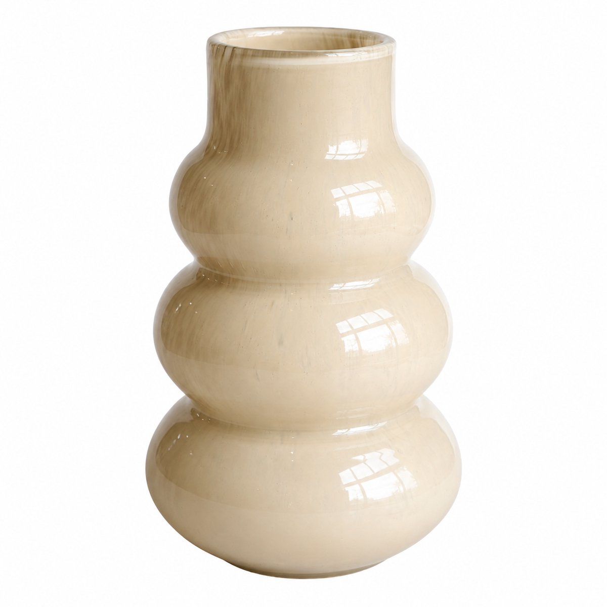 Vase The World Vaas Lomami Elite Beige Ø18 x H30 cm - Mondgeblazen Glas - Design Vaas - Bloemenvaas - Woondecoratie
