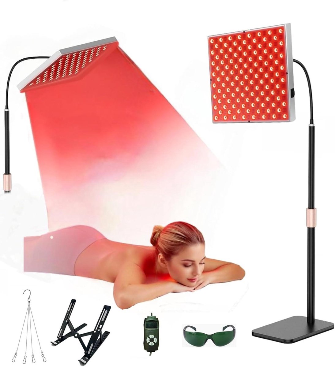 LED Lichttherapie Paneel - Roodlicht Therapie - Herstel en Ontspanning - 225 LED's 660nm & 850nm - 5 Timer standen