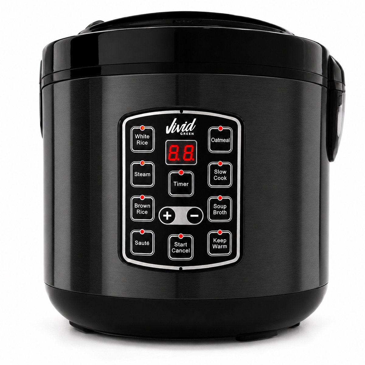 Rijstkoker met Stomer - 1.5L - Slowcooker met Timer - 8 Porties - Multicooker - Rice Cooker - Zwart - Vivid Green