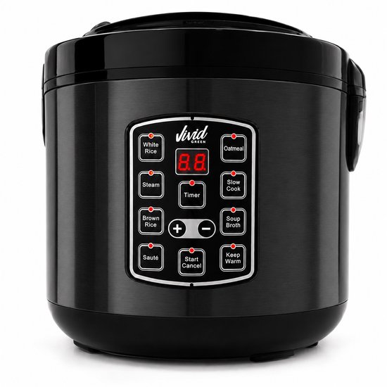 Rijstkoker 1.5L met stomer - PFAS-vrij - Slowcooker met Timer - 8 Porties -...