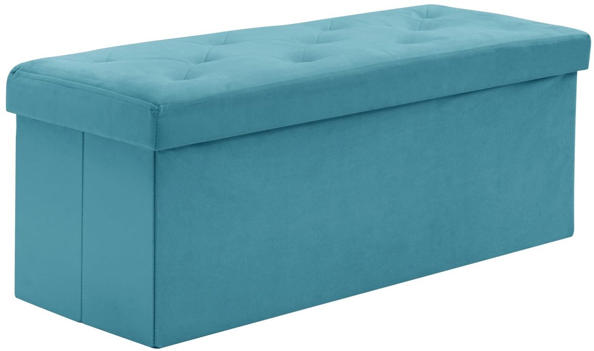SolidKeus - Opvouwbare Opbergpoef met Houten Poten, 110 x 40 x 40 cm, Groen