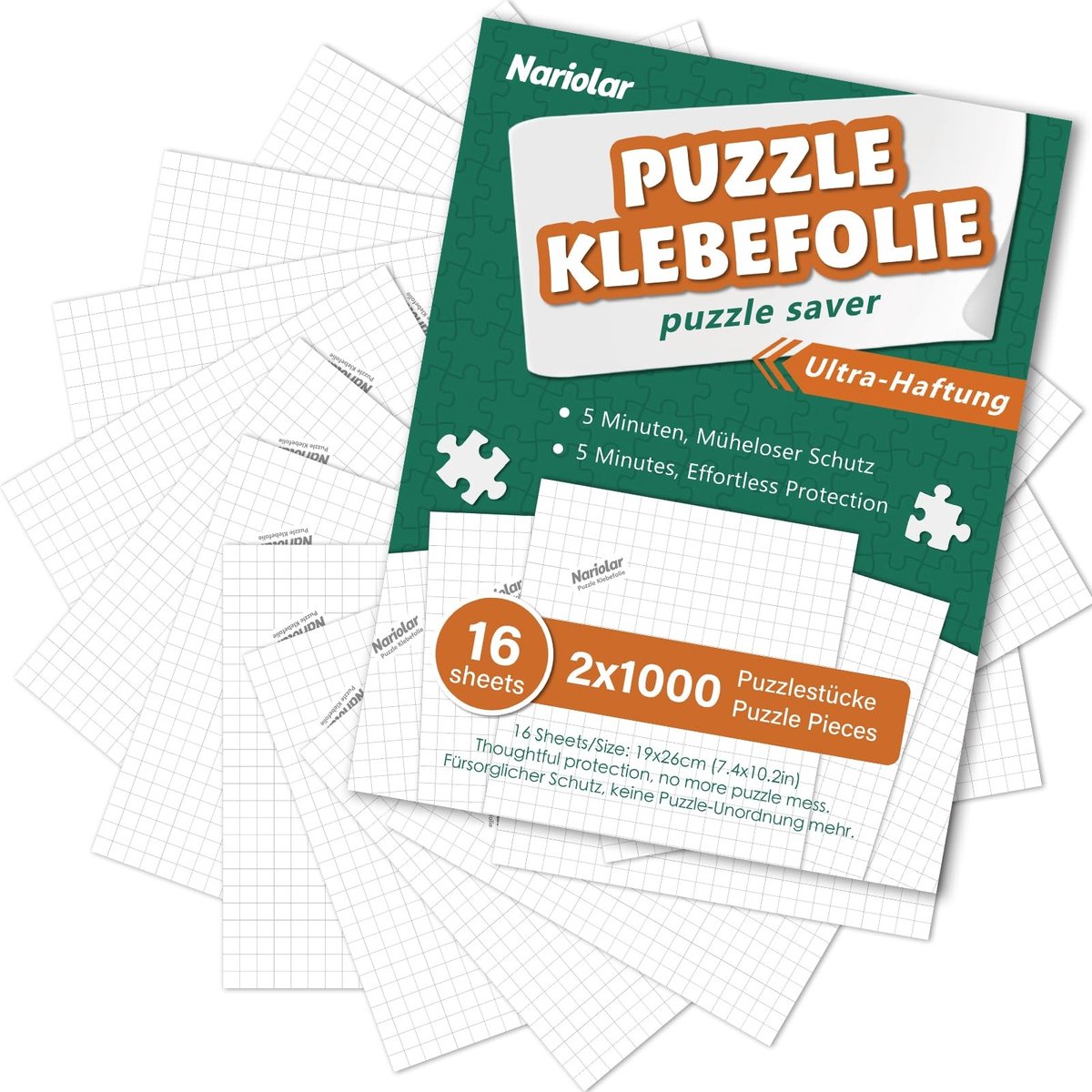 SolidKeus - Ultra-Hechting Puzzle Lijm Film, Set van 16 voor 2 x 1000 Puzzels