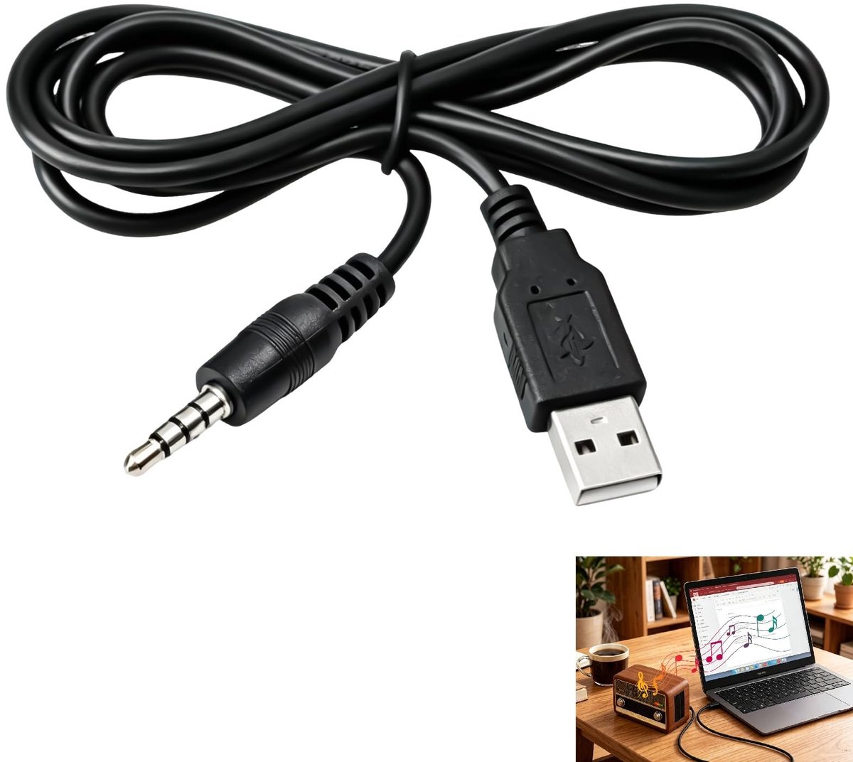 SolidKeus - USB naar 3,5 mm Jack Audiokabel voor Gemakkelijk Gebruik