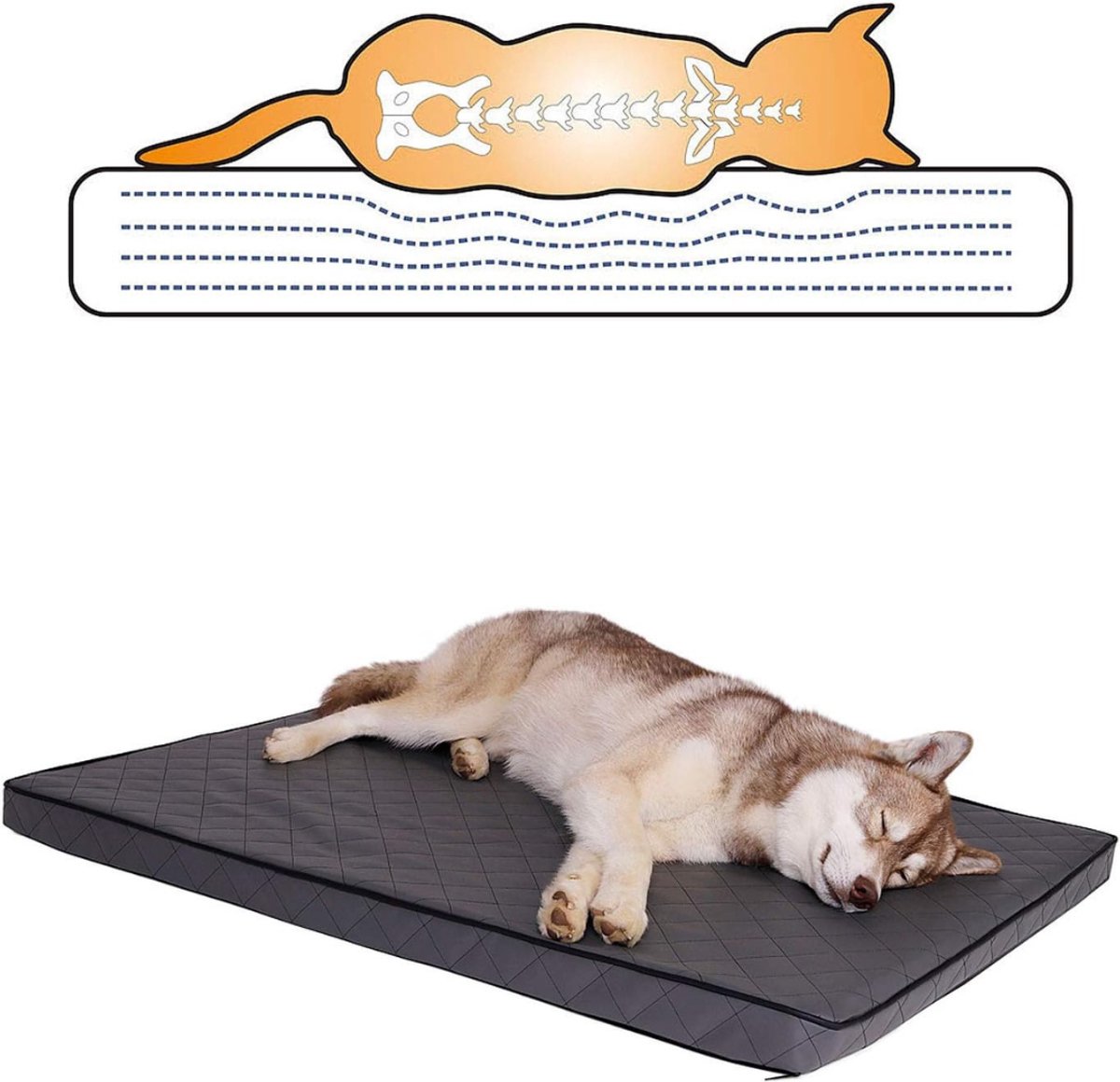 Ploutos® Hondenkussen - Comfortabel Hondenbed & Hondenkussen - Hondenmand Wasbaar - Grijs - 100cm x 70cm x 6cm
