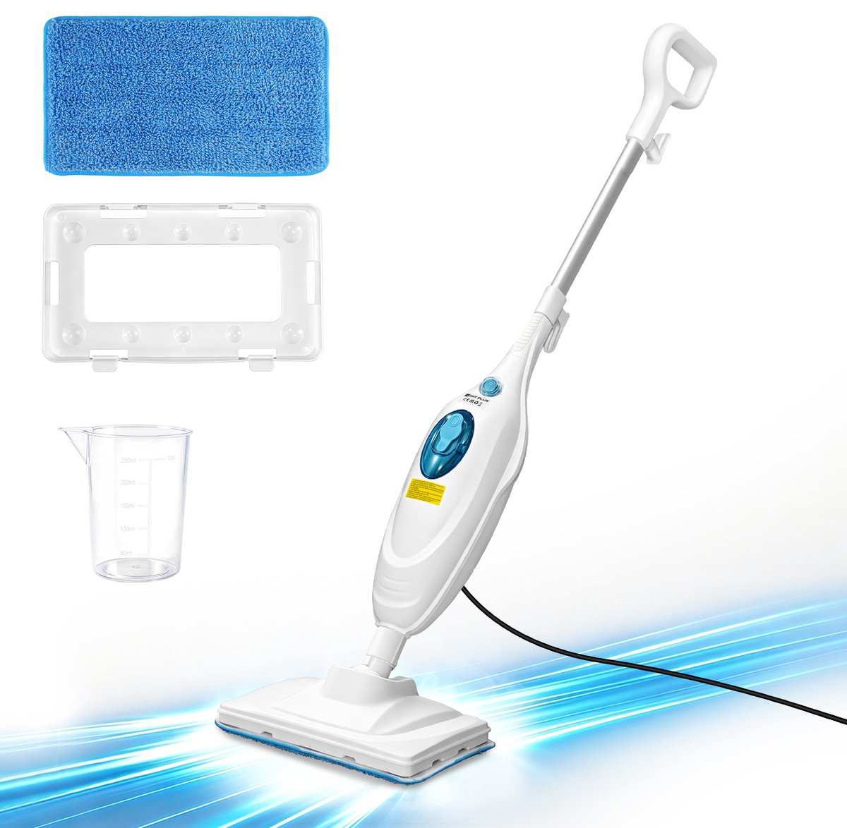 Elektrische Vloer Hete Stoom Mop 1500W, Tegel & Harde Houten Vloerreiniger, Multipurpose Handheld Stoomreiniger met 2 Wasbare Microvezel Pads