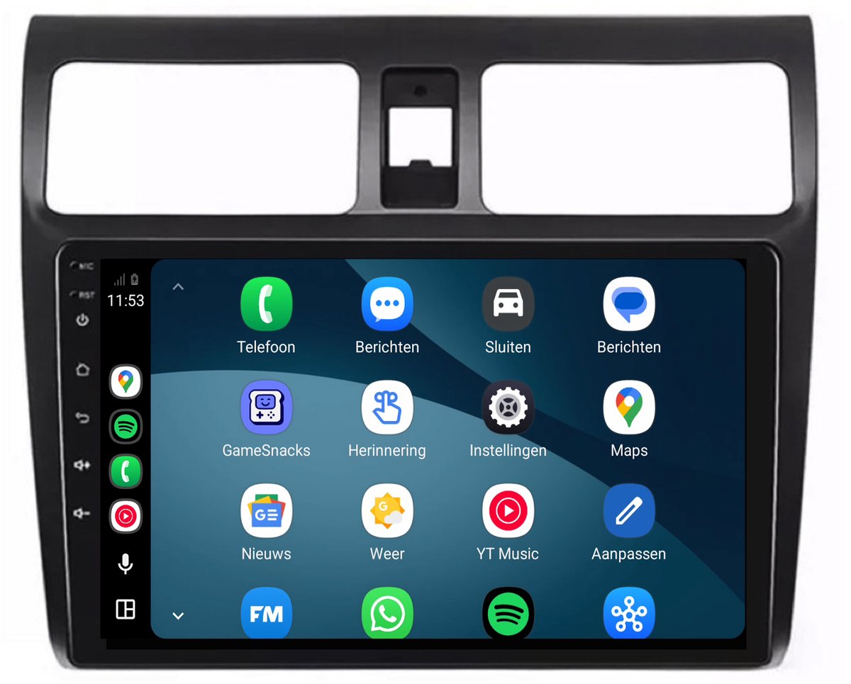 CarPlay autoradio geschikt voor Suzuki Swift | 2004 t/m 2010 | Cartronix CTX-7004 | 2004 2005 2006 2007 2008 2009 2010 | 10 inch | Android 15 | Draadloos Apple CarPlay & Android Auto | 2GB + 32GB | Bluetooth & Wifi