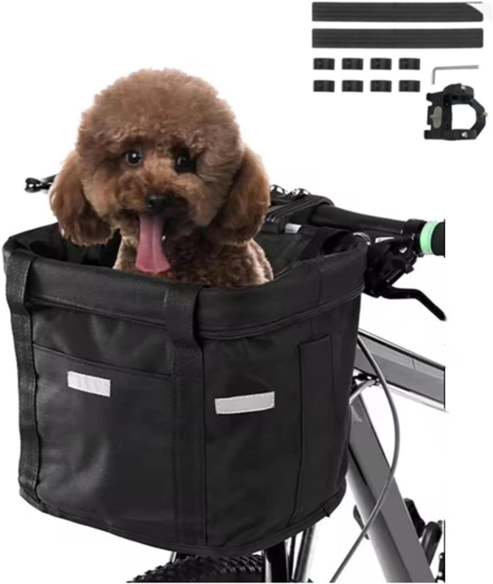 ZRNS® Fietsmand Hond Voorop - Hondenfietsmand - Afneembaar - Zwart