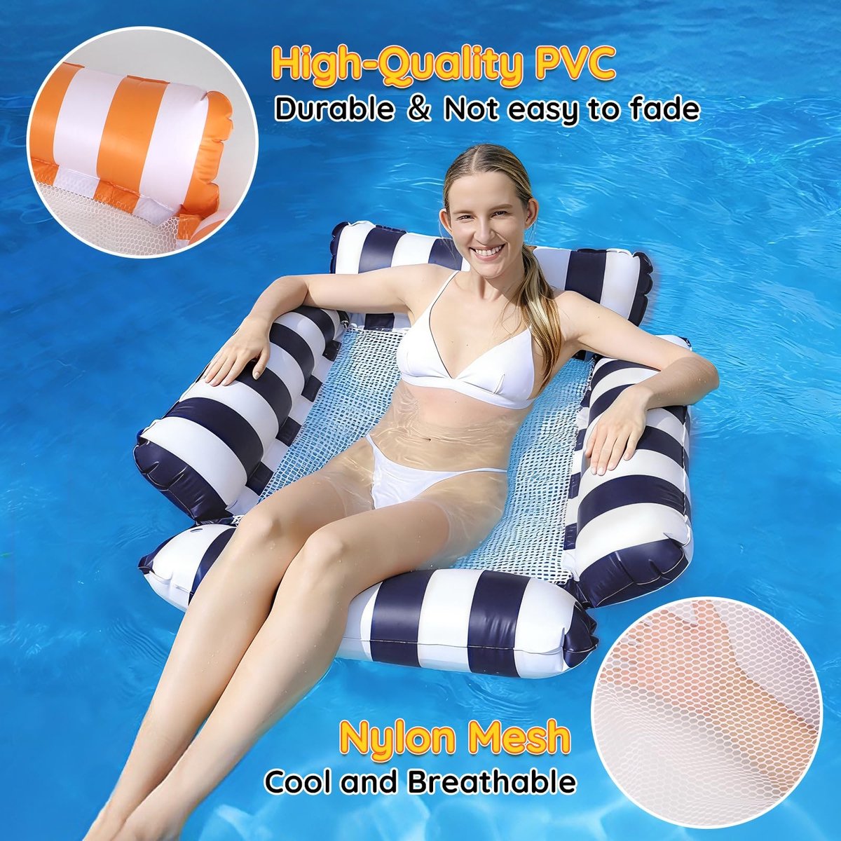 SolidKeus - 4-in-1 Opblaasbare Waterhangmat met Bekerhouder en Luchtpomp
