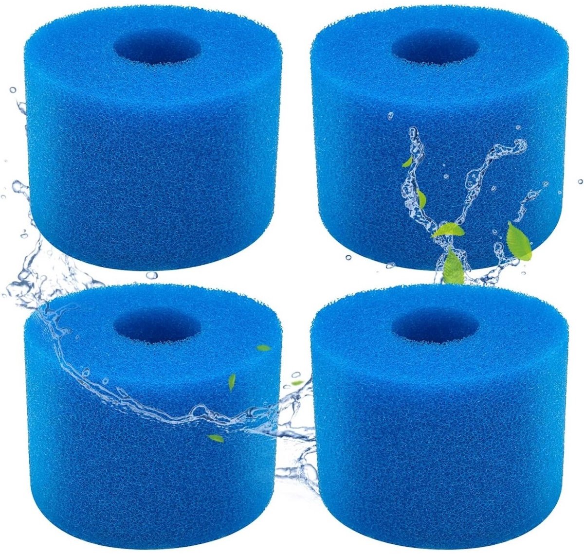 GELLDG 4 Stuks Zwembadfilterpatronen - Filtersponsen voor Intex S1 - Herbruikbaar en Wasbaar - Geschikt voor Spa en Piscine - Sponge Materiaal - 108x40x73mm